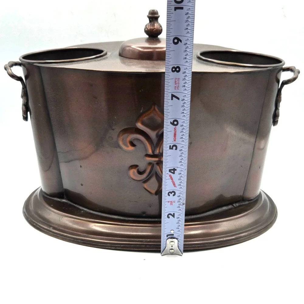 VINTAGE Fleur de Lis Double Bottle Wine Cooler Champagne Bucket Barware